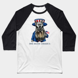 Miniature Schnauzer Dog Bless America Baseball T-Shirt